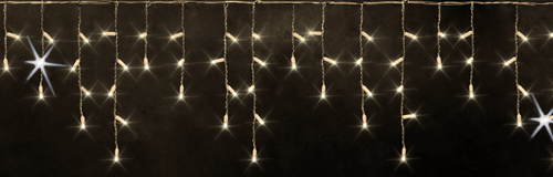 Светодиодная мерцающая бахрома с колпачком 3*0.5 м., 112 теплых белых LED ламп, белый провод, Rich LED (RL-i3*0.5F-CW/WW)