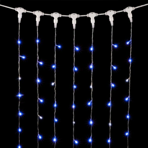 Светодиодный занавес 2*2 м., 400 синих LED ламп, мерцание, прозрачный провод ПВХ, LTC (PCL402BLW-10-2B)