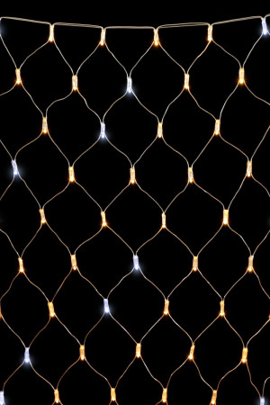 Светодиодная сетка с колпачком 2*2 м., 220В, 256 теплых белых LED, мерцание, провод прозрачный ПВХ, IP65