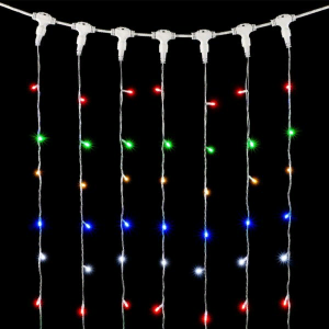 Светодиодный занавес 2*2 м., 400 разноцветных LED ламп, мерцание, прозрачный провод ПВХ, LTC (PCL402BLW-10-2M)
