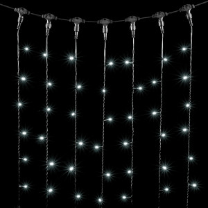 Светодиодный занавес 1*6 м., 600 белых LED ламп, черный провод ПВХ, LTC (PCL601-11-2W)