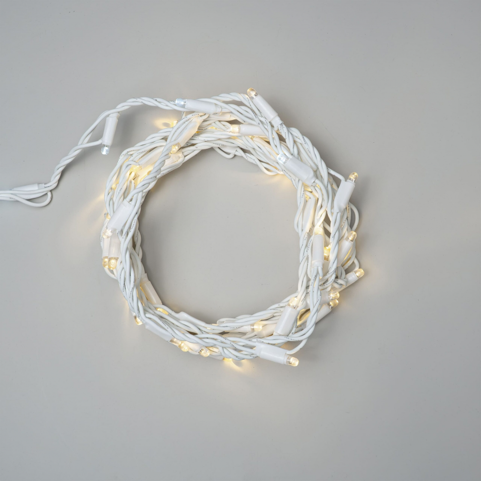 Светодиодная нить Тверская 5 м. с контроллером 24 В, 54 LED, тепло-белый, белый провод каучук, LTC (FL50-8-1WW+)