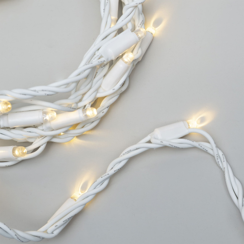 Светодиодная нить Тверская 5 м. с контроллером 24 В, 54 LED, тепло-белый, белый провод каучук, LTC (FL50-8-1WW+)
