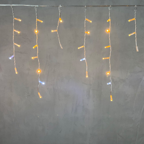 Светодиодная бахрома с колпачком 3,1*0,5 м., 120 желтых LED ламп, мерцание, прозрачный провод ПВХ, IP65, LTC (PIL120BLWCAP-10-2Y)