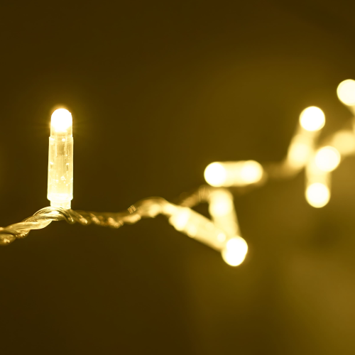 Светодиодная нить 10 м. с колпачком 24 В, 100 LED, шампань, прозрачный провод ПВХ, LTC (PST100CAP-10-1CH)