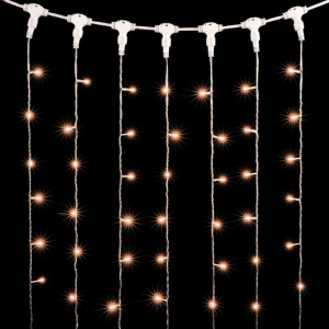 Светодиодный занавес 2*3 м., 600 экстра теплых белых LED ламп, прозрачный провод ПВХ, LTC (PCL602-10-2EWW)