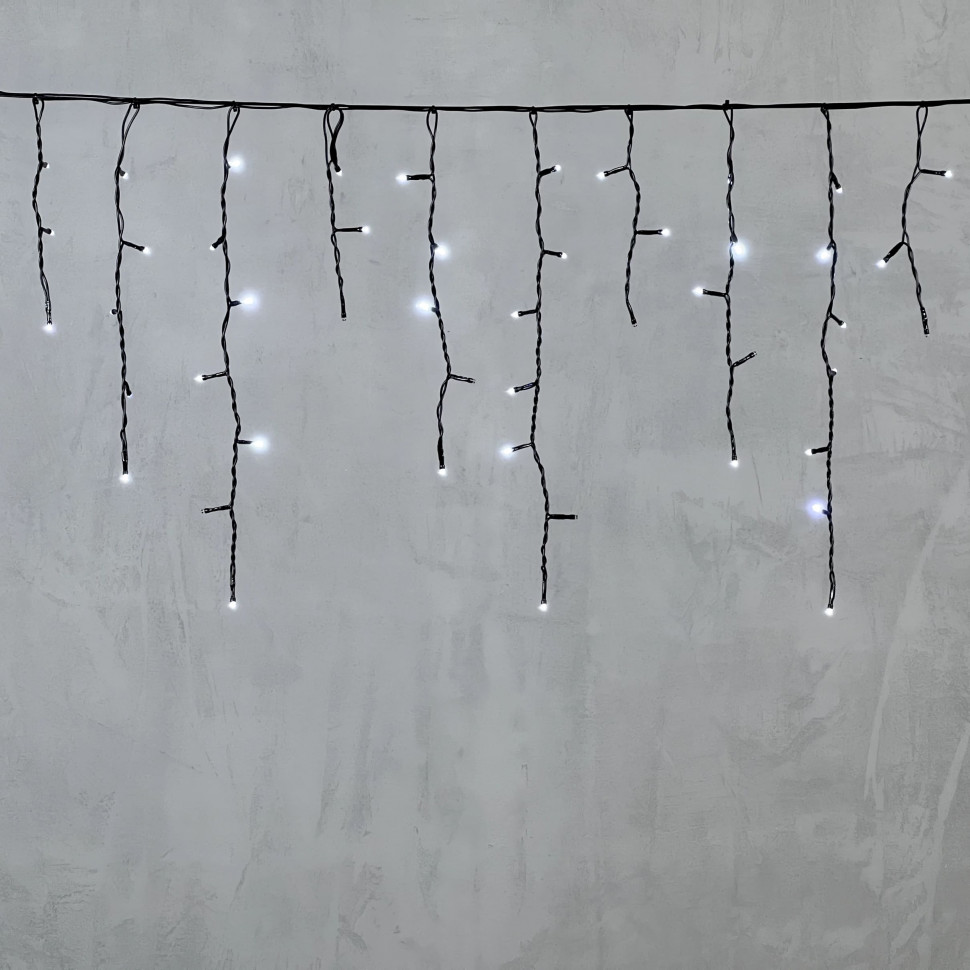 Светодиодная бахрома 3,1*0,5 м., 150 холодных белых LED ламп, мерцание, черный провод ПВХ, LTC(PIL150BLW-11-2W)