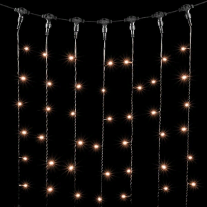 Светодиодный занавес 2*3 м., 600 экстра теплых белых LED ламп, черный провод ПВХ, LTC (PCL602-11-2EWW)