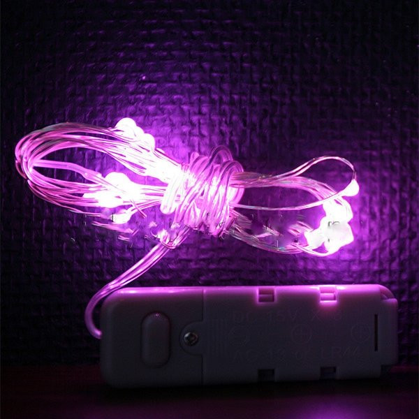 Светодиодная нить Роса 2 м., 20  розовых LED ламп,  (Rosa 20-3AG10-P)