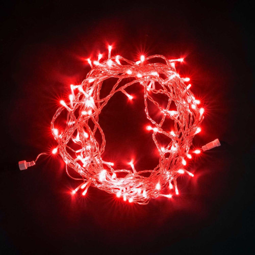 Светодиодная нить 100 красных LED ламп, 10 м., 24В., прозрачный провод ПВХ, LTC (PST100-10-1R)