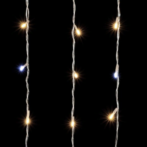 Светодиодный занавес 2*3 м., 600 теплых белых LED ламп, мерцание, прозрачный провод ПВХ, LTC (PCL602BLW-10-2WW)