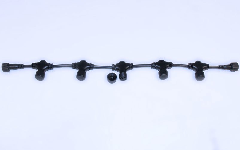 Разветвитель универсальный 2 pin 0.6 м., 5 лучей, для нитей 10 м, бахромы, занавесов, черный цвет, Rich LED (RL-SC2/5-B)