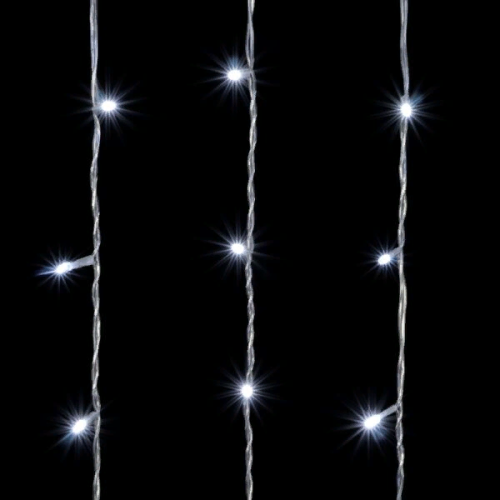 Светодиодный занавес 2*3 м., 600 белых LED ламп, мерцание, прозрачный провод ПВХ, LTC (PCL602BLW-10-2W)