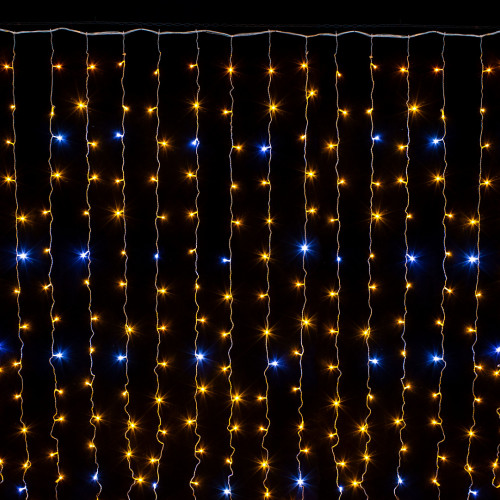 Занавес с мерцающим диодом 2*2 м., 220V, 240 желтых LED ламп, прозрачный провод, Winner Light (Y.03.5T.240+)