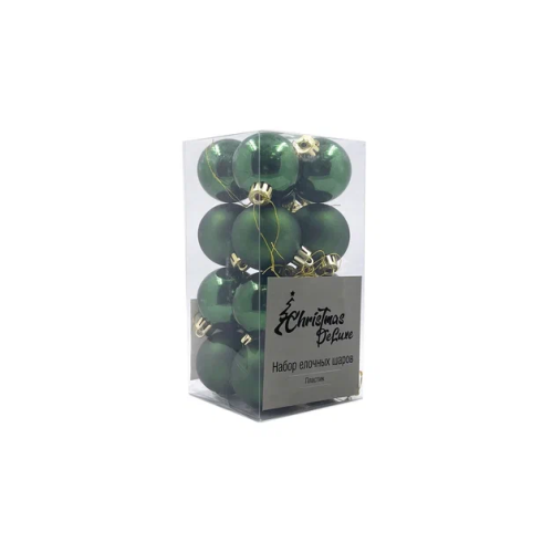 Набор пластиковых шаров Милена 40 мм., зеленый, 16 шт., Christmas DeLuxe (87049)