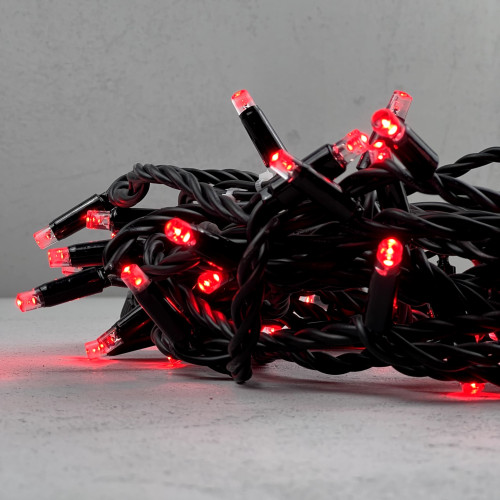 Гирлянда Нить 10 м., красный, 220В, 75 LED, Провод Черный Каучук, IP65, LTC (LL75-1-2R) 