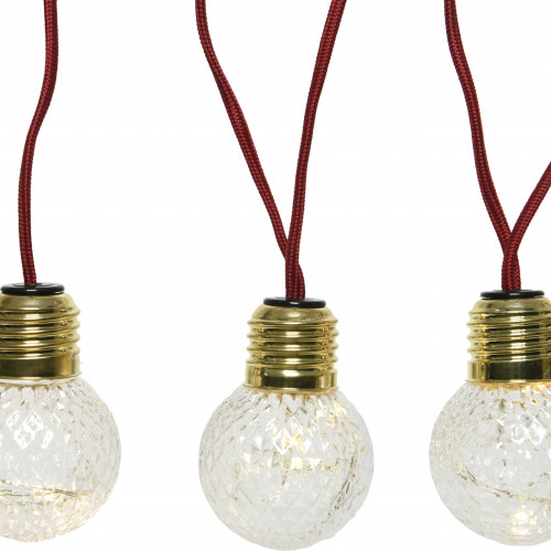 Сетодиодная ретро гирлянда Сириус 2.7 м., 220 V, 30 теплых белых LED ламп, красный провод, Kaemingk (480239)