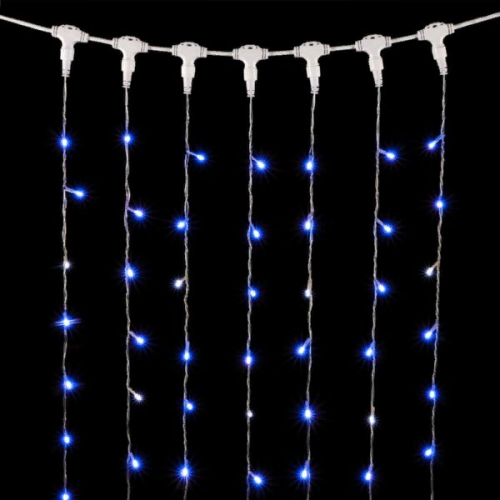 Светодиодный занавес 2*3 м., 600 синих LED ламп, мерцание, прозрачный провод ПВХ, LTC (PCL602BLW-10-2B)