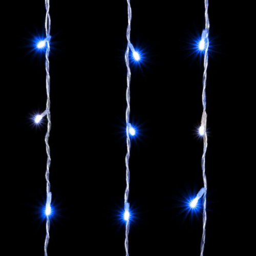 Светодиодный занавес 2*3 м., 600 синих LED ламп, мерцание, прозрачный провод ПВХ, LTC (PCL602BLW-10-2B)