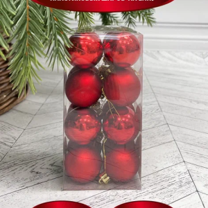 Набор пластиковых шаров Милена 40 мм., красный, 16 шт., Christmas DeLuxe (87042)