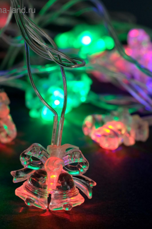 Гирлянда Колокольчики 5 м., IP20, 20 LED, свечение мульти (RG/RB), мигание, 220 В, Luazon Lighting (1080397)