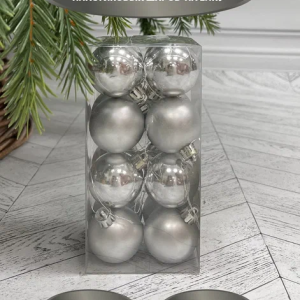Набор пластиковых шаров Милена 40 мм., серебро, 16 шт., Christmas DeLuxe (87041)