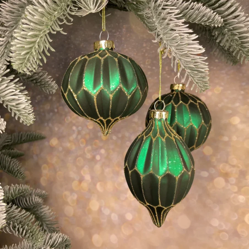Набор стеклянных украшений Жаклин 80 мм., изумрудный, 9 шт., Christmas DeLuxe (13032)
