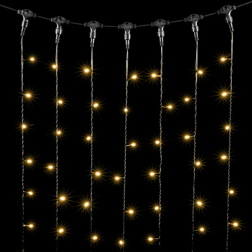 Светодиодный занавес 1*6 м., 600 теплых белых LED ламп, черный провод ПВХ, LTC (PCL601-11-2WW)