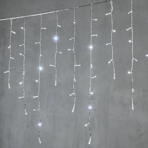 Светодиодная бахрома с колпачком 3,2*0,9 м., 180 холодно-белых LED ламп, прозрачный провод ПВХ, IP65, LTC (PIL180CAP-10-2W)