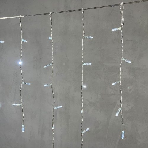 Светодиодная бахрома с колпачком 3,2*0,9 м., 180 холодно-белых LED ламп, прозрачный провод ПВХ, IP65, LTC (PIL180CAP-10-2W)