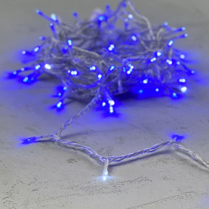 Светодиодная нить 100 синих LED ламп с мерцанием, 10 м., 24В, прозрачный провод ПВХ, LTC (PST100BLW-10-1B)
