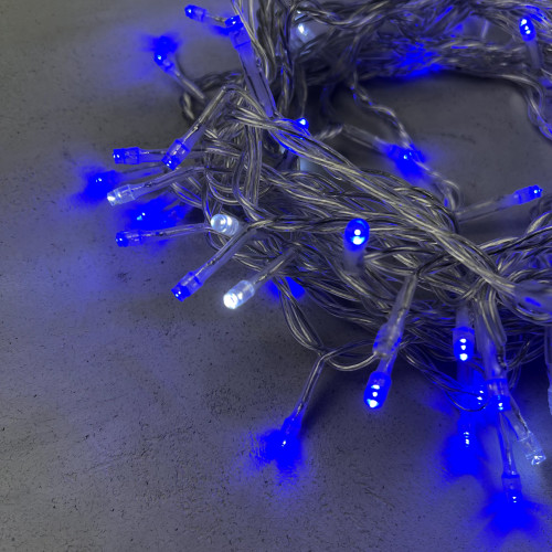 Светодиодная нить 100 синих LED ламп с мерцанием, 10 м., 24В, прозрачный провод ПВХ, LTC (PST100BLW-10-1B)