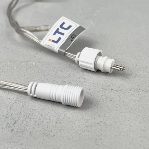 Светодиодная нить 100 синих LED ламп с мерцанием, 10 м., 24В, прозрачный провод ПВХ, LTC (PST100BLW-10-1B)
