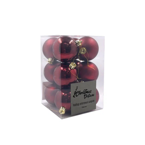 Набор пластиковых шаров Дивный 60 мм., бордо, 12 шт., Christmas DeLuxe (87556)