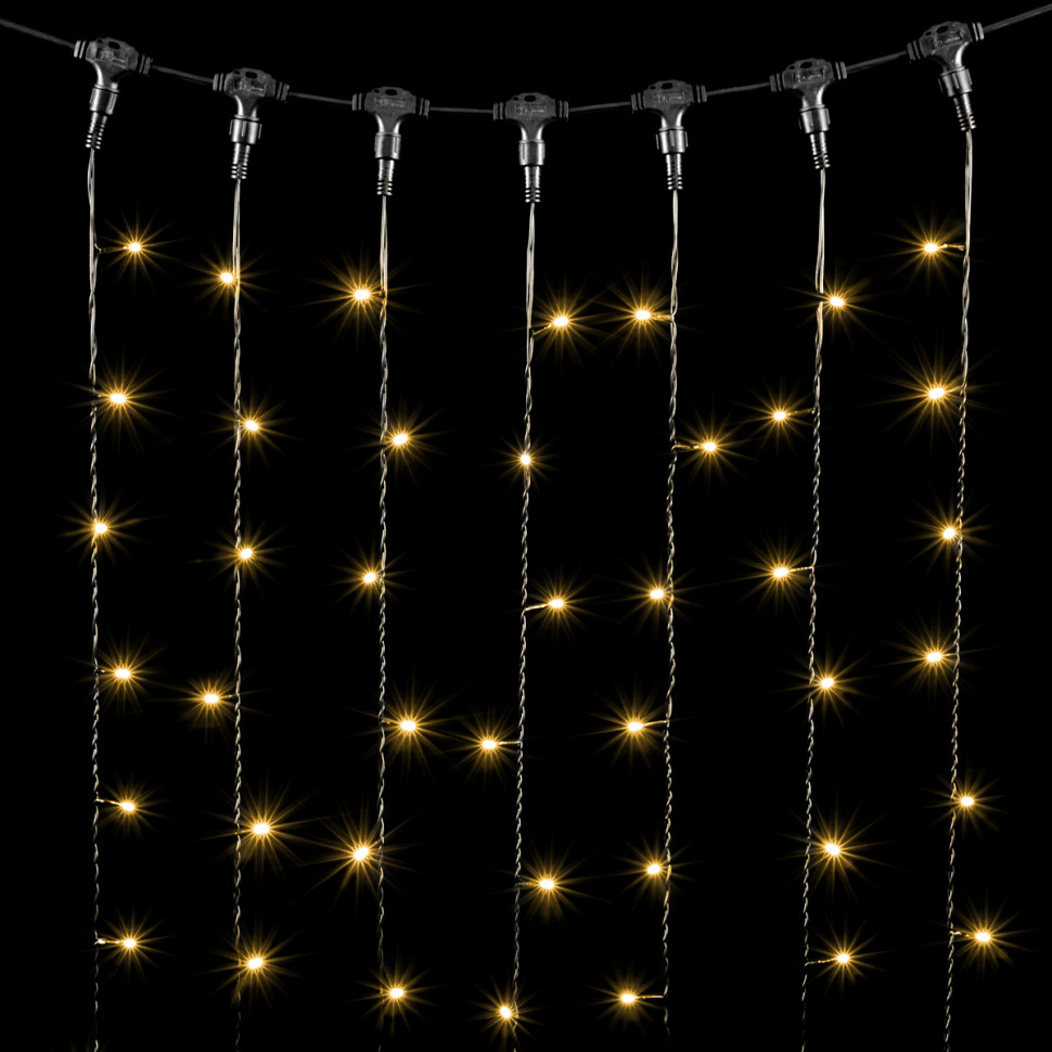 Светодиодный занавес 2*2 м., 400 теплых белых LED ламп, черный провод ПВХ, LTC (PCL402-11-2WW)