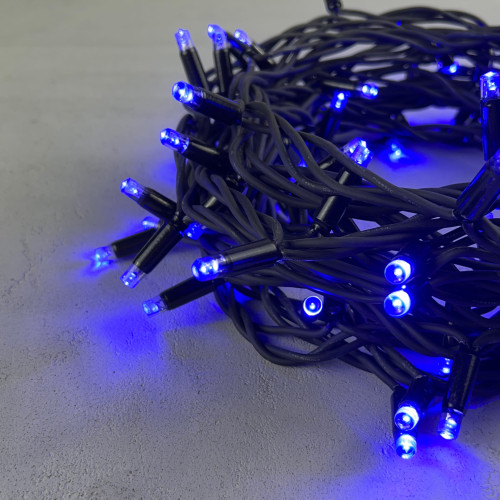 Светодиодная гирлянда Sealed 10 м., 220В., 100 синих LED ламп, черный каучук, LTC (LL100-1-2B)