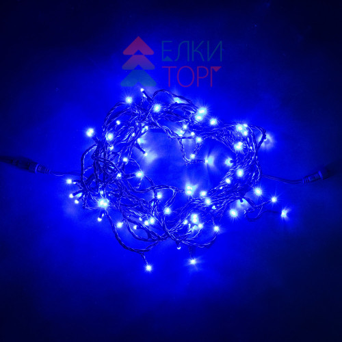 Светодиодная нить 100 синих LED ламп, 10 м., 24В., черный провод ПВХ, LTC (PST100-11-1B)