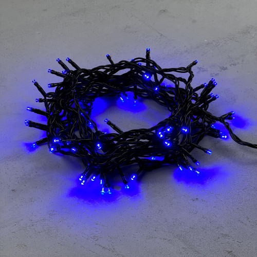 Светодиодная нить 100 синих LED ламп, 10 м., 24В., черный провод ПВХ, LTC (PST100-11-1B)
