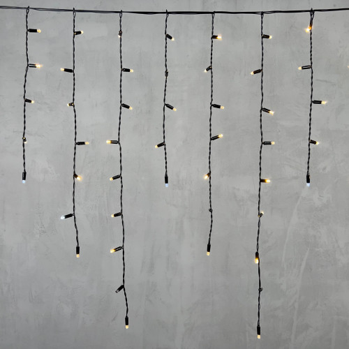 Светодиодная бахрома с колпачком 3,2*0,9 м., 180 теплых белых LED ламп, мерцание, черный провод ПВХ, IP65, LTC (PIL180BLWCAP-11-2WW)