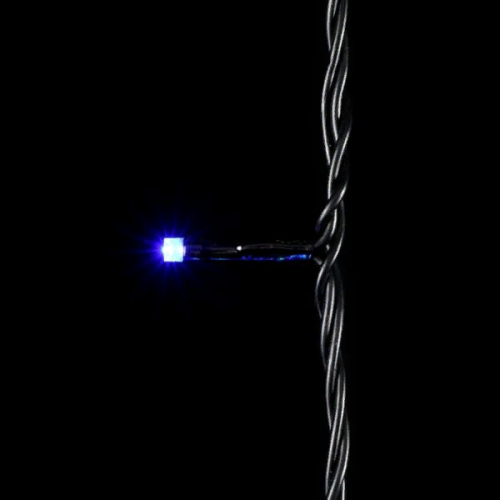 Светодиодная нить 100 синих LED ламп с мерцанием, 10 м., 24В., черный провод ПВХ, LTC (PST100BLW-11-1B)